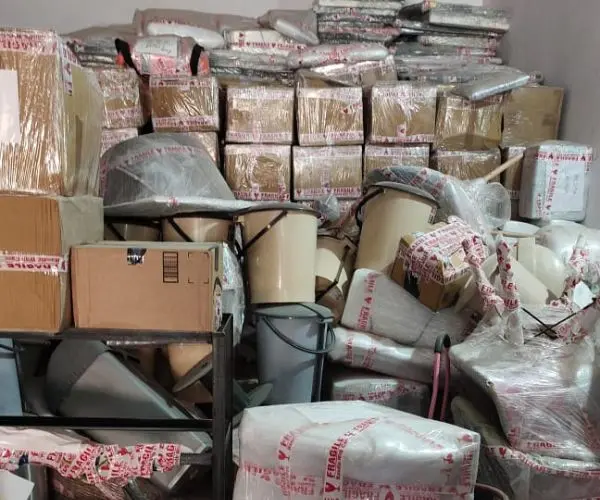 Professional movers handling cargo